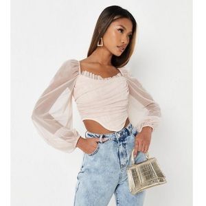 Missguided Mesh Corset Milkmaid Top